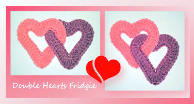 Amigurumi Crochet intertwined hearts fridge magnet