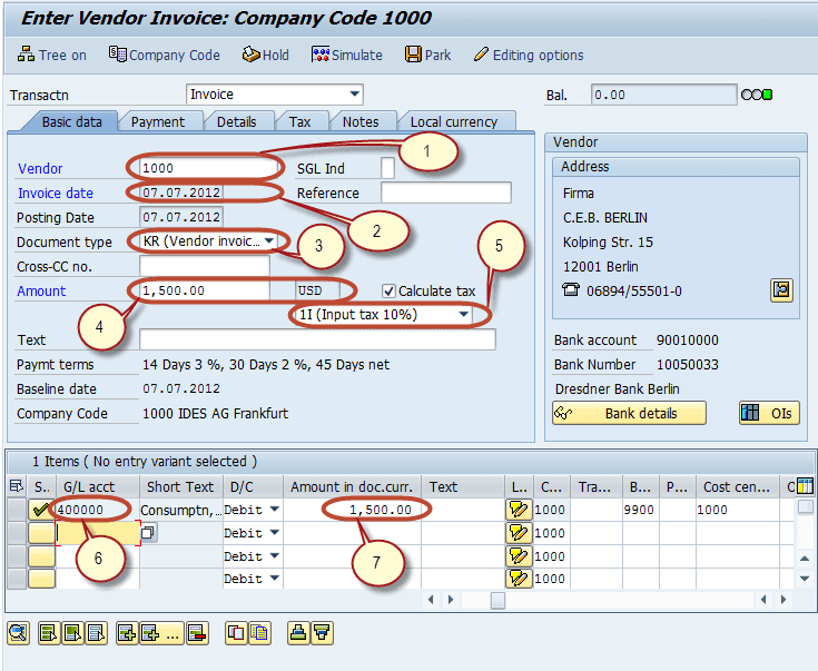 SAP FICO Central How to post Foreign Currency Vendor Invoice