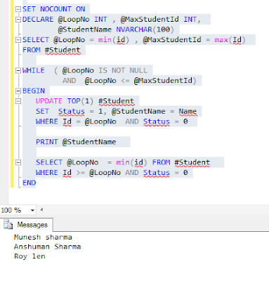 Looping through table records in Sql Server - Dot Net Office