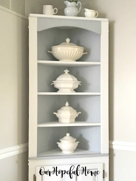 Our Hopeful Home Diy Chalk Paint Corner Cabinet Styled With Ironstone