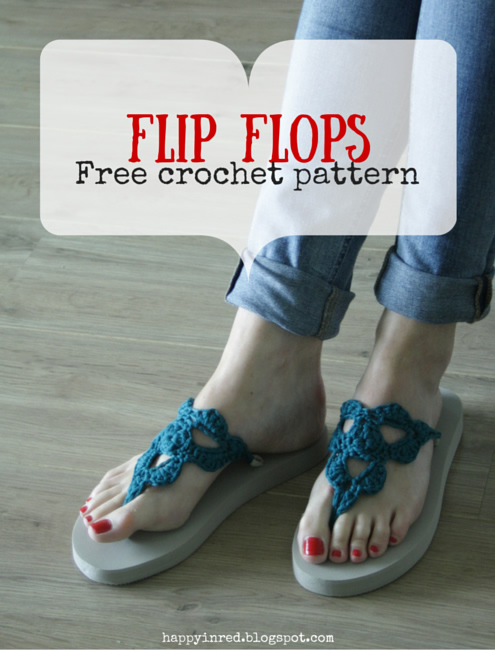 Crochet flip flops, free pattern | Happy in Red