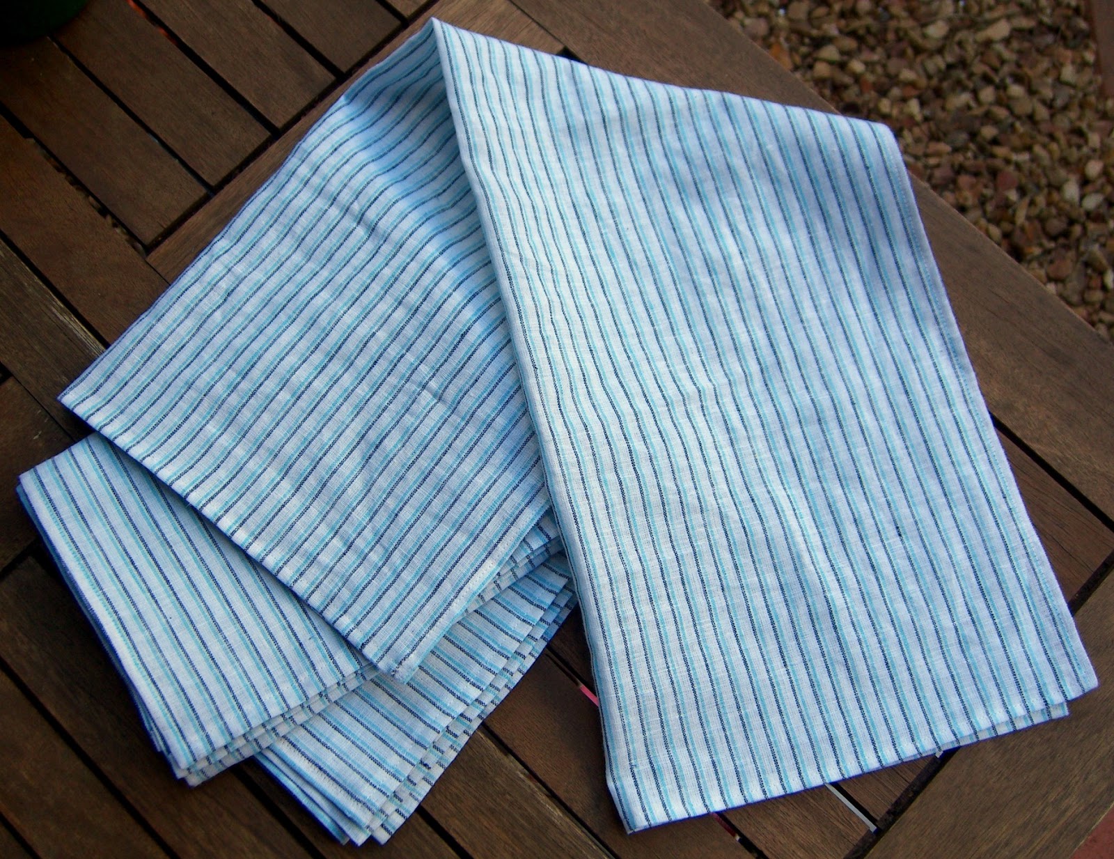 LizzieBee Handmade LinenCotton Tea Towels blue stripe