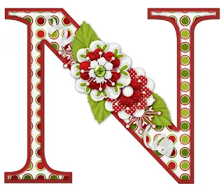 Abecedario Navideño con Flores. Christmas Alphabet with Flowers.