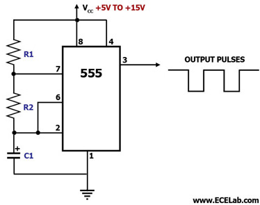 Astable Multivibrator Using IC 555 Circuit |Free electronic circuit