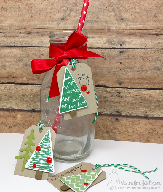 25 Days of Christmas Tags! Tree Tags by Jennifer Jackson | Festive Forest Stamp set by Newton's Nook Designs #newtonsnook