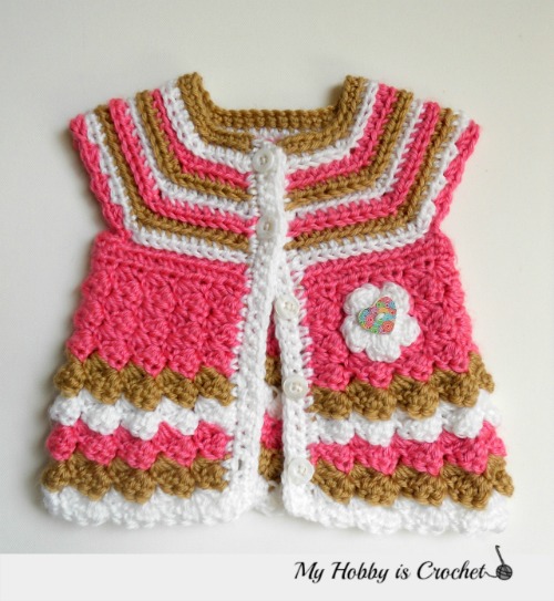 Stripes and Bubbles Baby Cardigan - Free Crochet Pattern