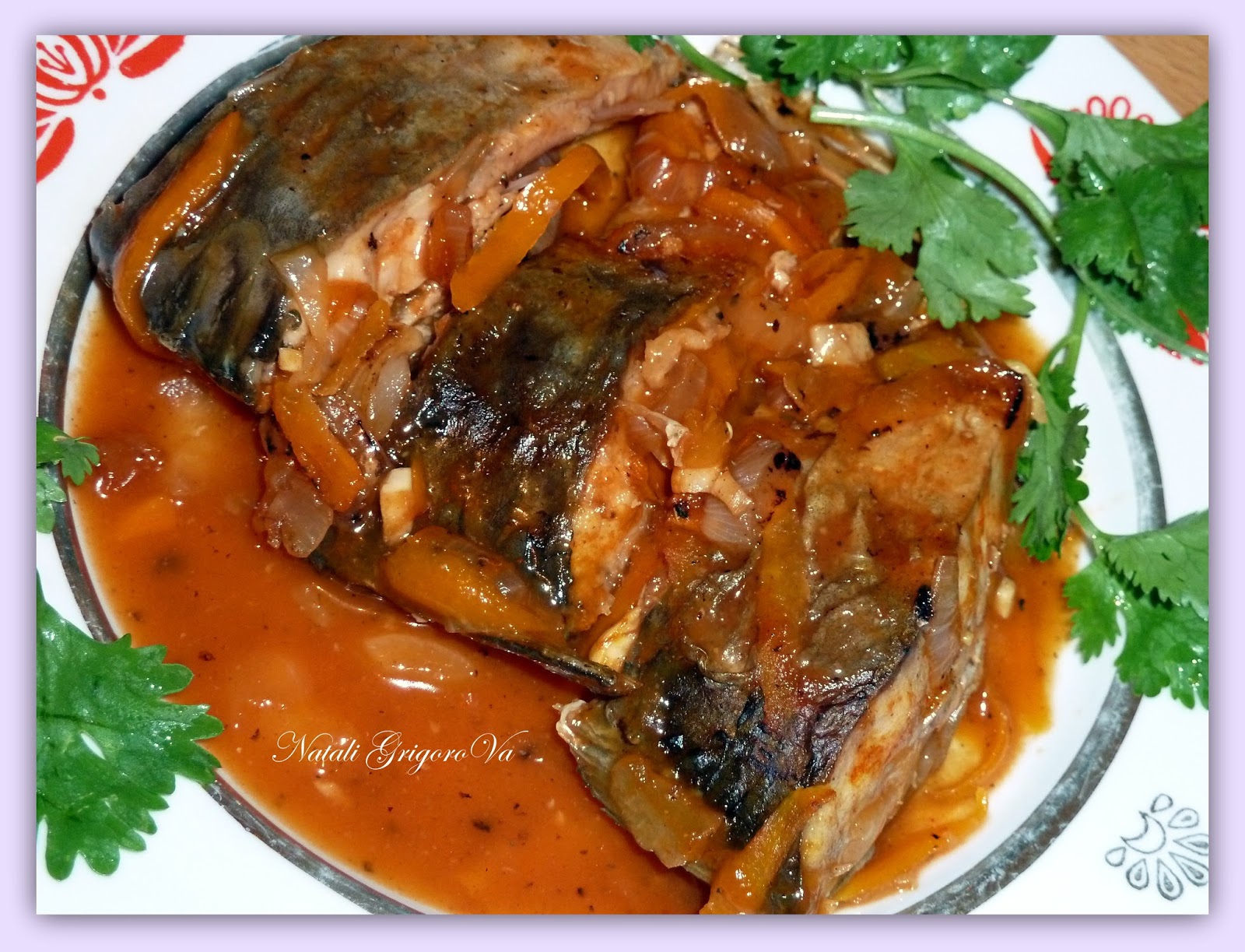 Карп тушеный с овощами