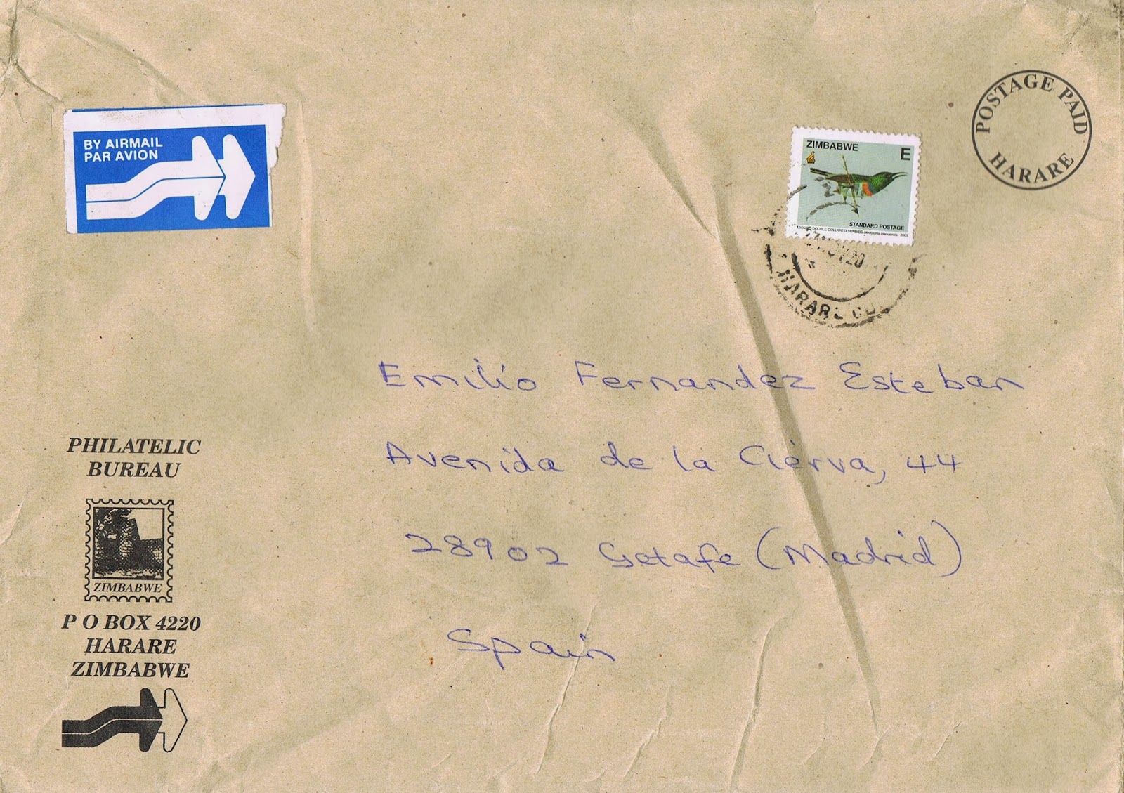 Letters in my mailbox Cover from Zimbabwe