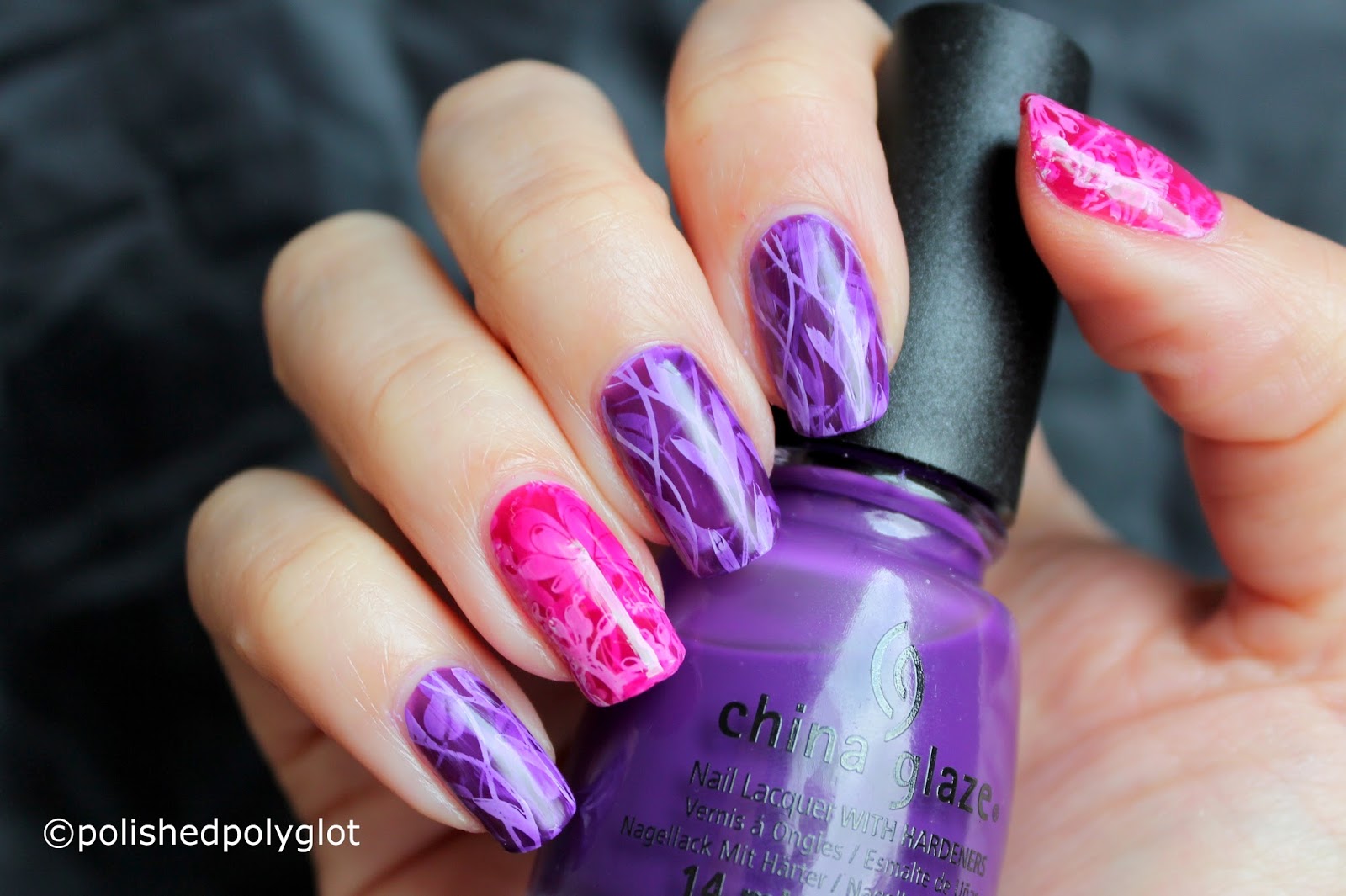 Nail Art │ 'Pond' Manicure in purple and pink [26GNAI] / Polished Polyglot