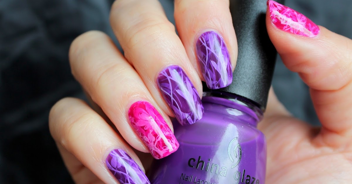 Nail Art │ 'Pond' Manicure in purple and pink [26GNAI] / Polished Polyglot