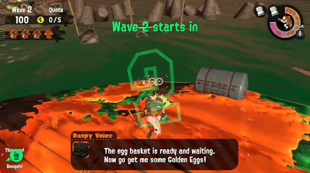 Wave 2 starts in 2 seconds! Splatoon 2 Salmon Run Raspy Voice get me some Golden Eggs