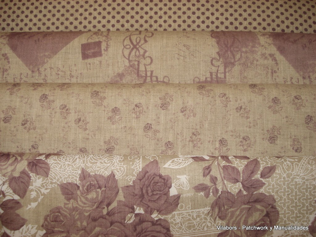 Primavera 2014, Telas Patchwork. Nueva colección de Linos con estampados florales en tonos lila. Vilabors, Vilafranca del Penedès