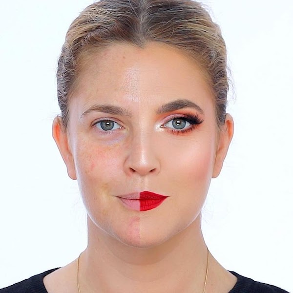 Drew Barrymore muestra cómo se ve antes y después de maquillarse