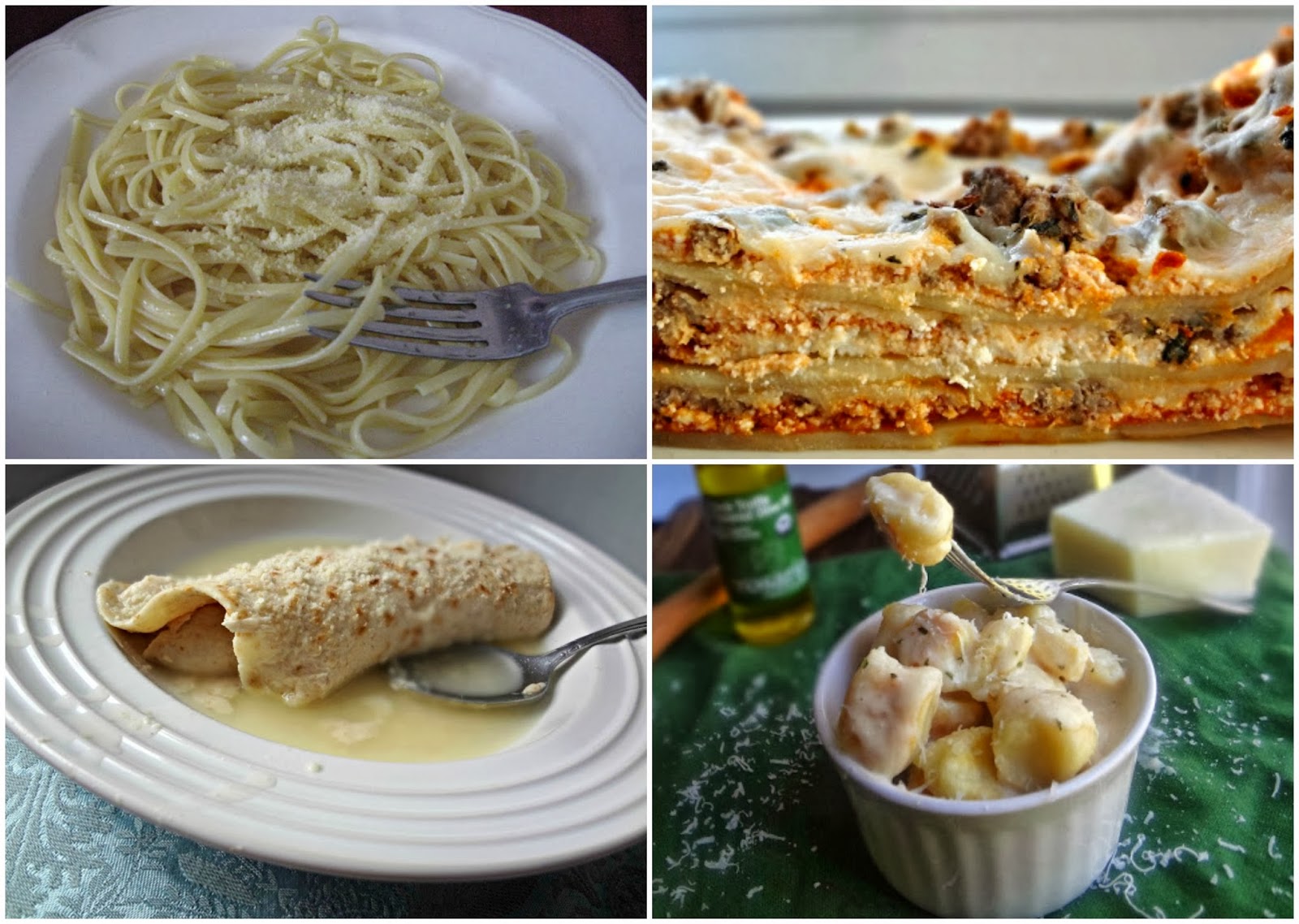 The Cooking Actress' 3rd Blogaversary --Original Recipes round up! Linguine con aglio e olio d'oliva, Lasagna, Sicilian "Enchiladas", and Toasted Ricotta Gnocchi with Parmesan Truffle Cream Sauce