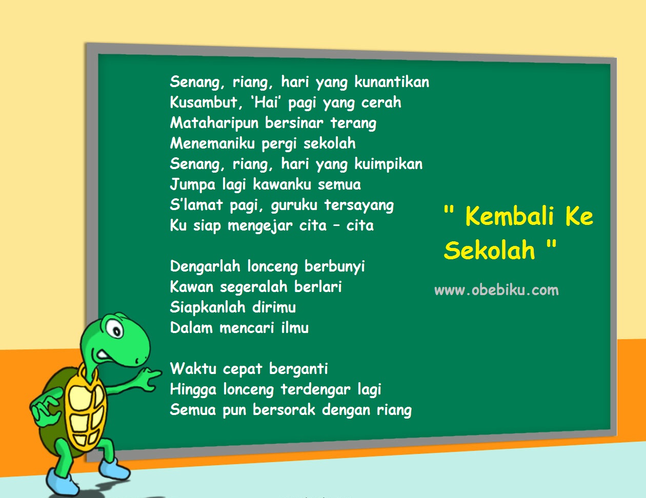 Lirik Lagu Anak Anak Kembali Ke Sekolah Obebiku