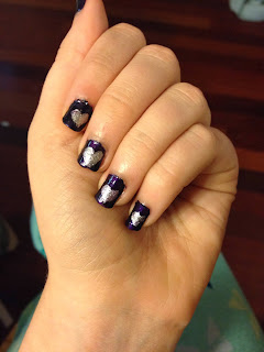 Purple silver heart nail art 31 days of nail art challenge day 6: purple nails