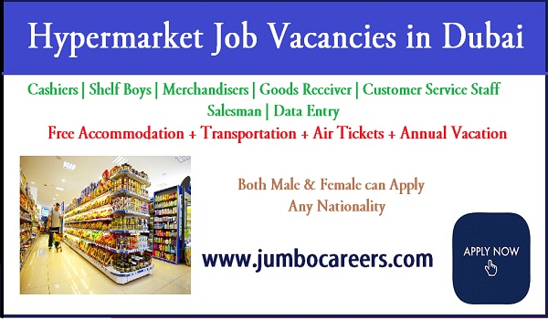 Supermarket jobs through job consultancy in Dubai, Hypermarket jobs in UAE with salary