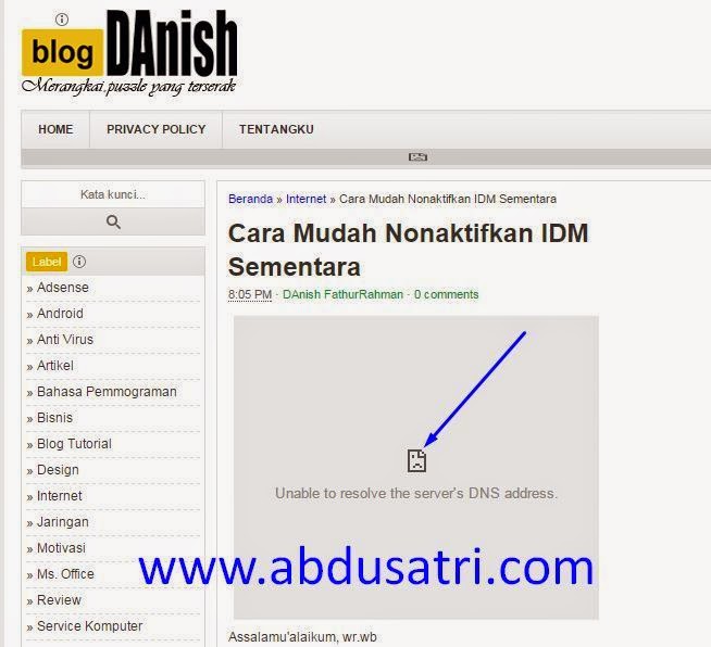 Cara Mengatasi Pesan eror DNS "Unable to resolve the server's DNS address" 