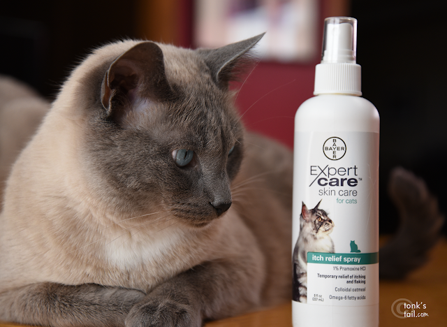 Maxwell eyes his bottle of Bayer Expert Care itch relief spray