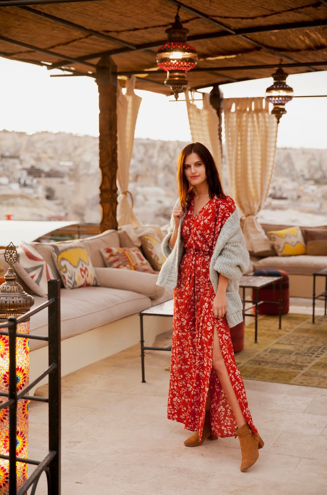 cardigan with red dress