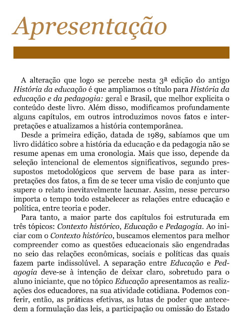 HISTÓRIA DA EDUCAÇÃO E DA PEDAGOGIA PDF