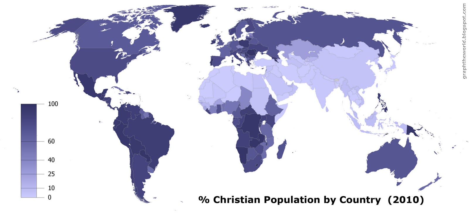 Graph the World: Map: Christian Population in the World