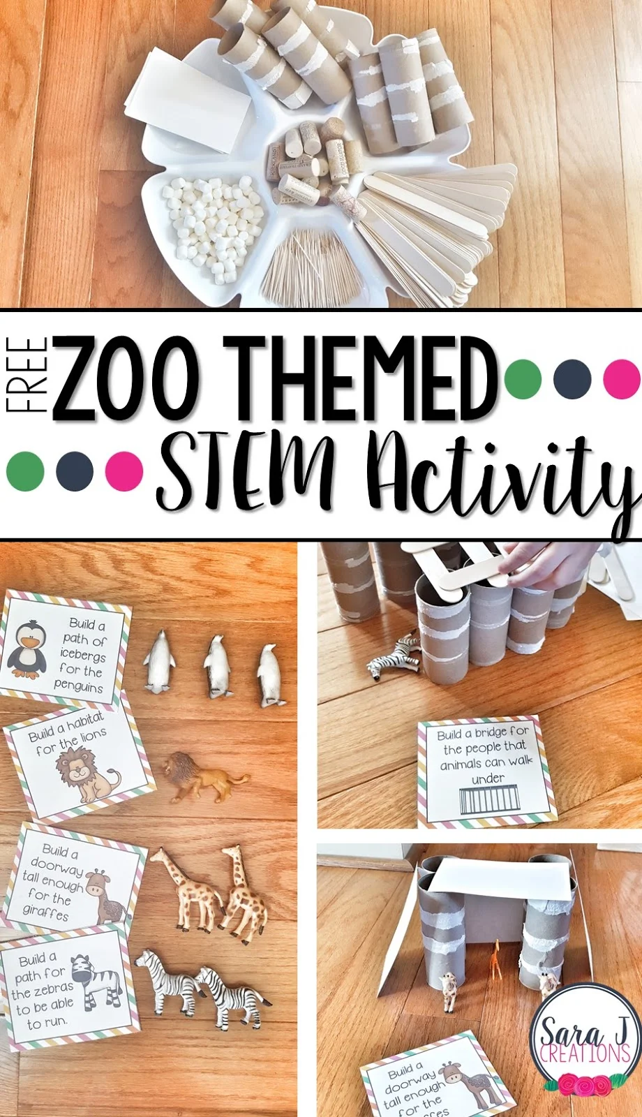 Free STEM challenges with a zoo theme.  Fun for preschool or elementary aged kids.