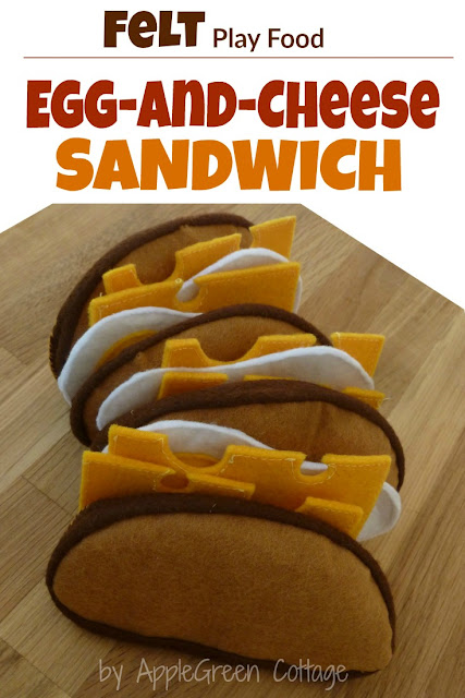 Felt Play Food - How to make a felt sandwich all by yourself. Have a look at several free and fun beginner sewing tutorials for felt food.