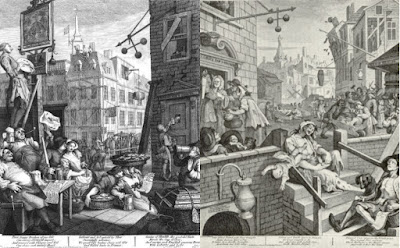 Beer Street and Gin Alley by William Hogarth (1751) via Wikimedia Commons