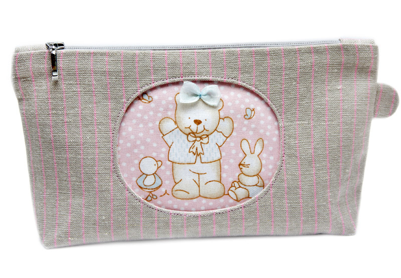 Zippered Cosmetic Bag Appliqué Teddy Bear. Tutorial DIY in Pictures.
