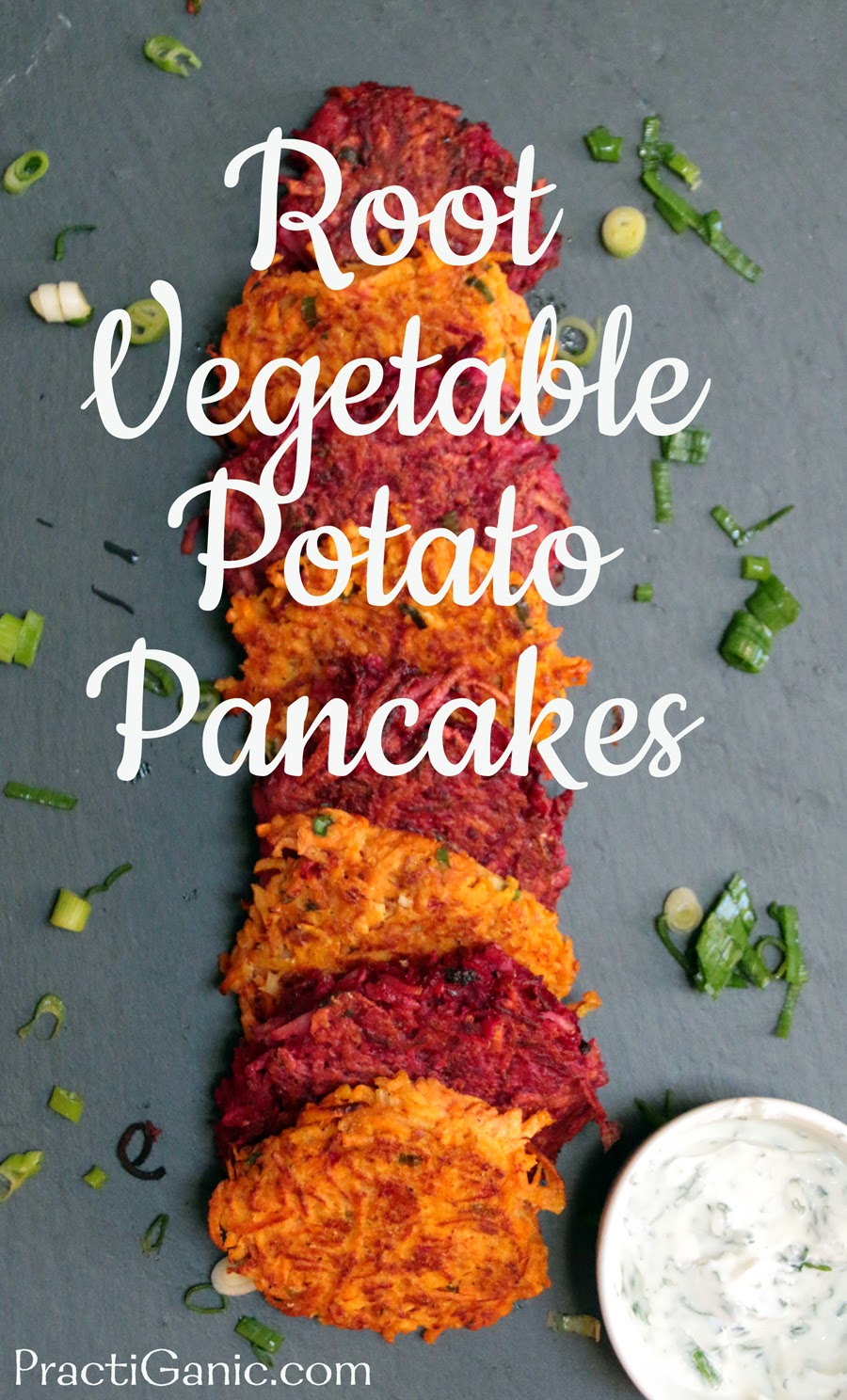 Root Vegetable Potato Pancakes with Yogurt Dip