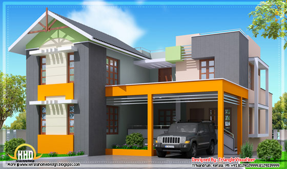 Modern 4 bedroom Kerala home design - 2000 Sq. Ft. - May 2012