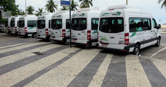 Vans headed to Corcovado and Christ the Redeemer in Rio de Janeiro Brazil