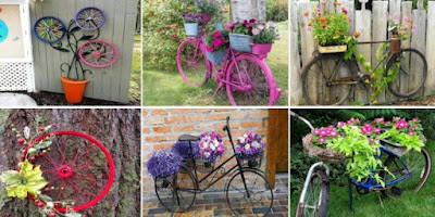 decoracion de jardines con bicicletas recicladas