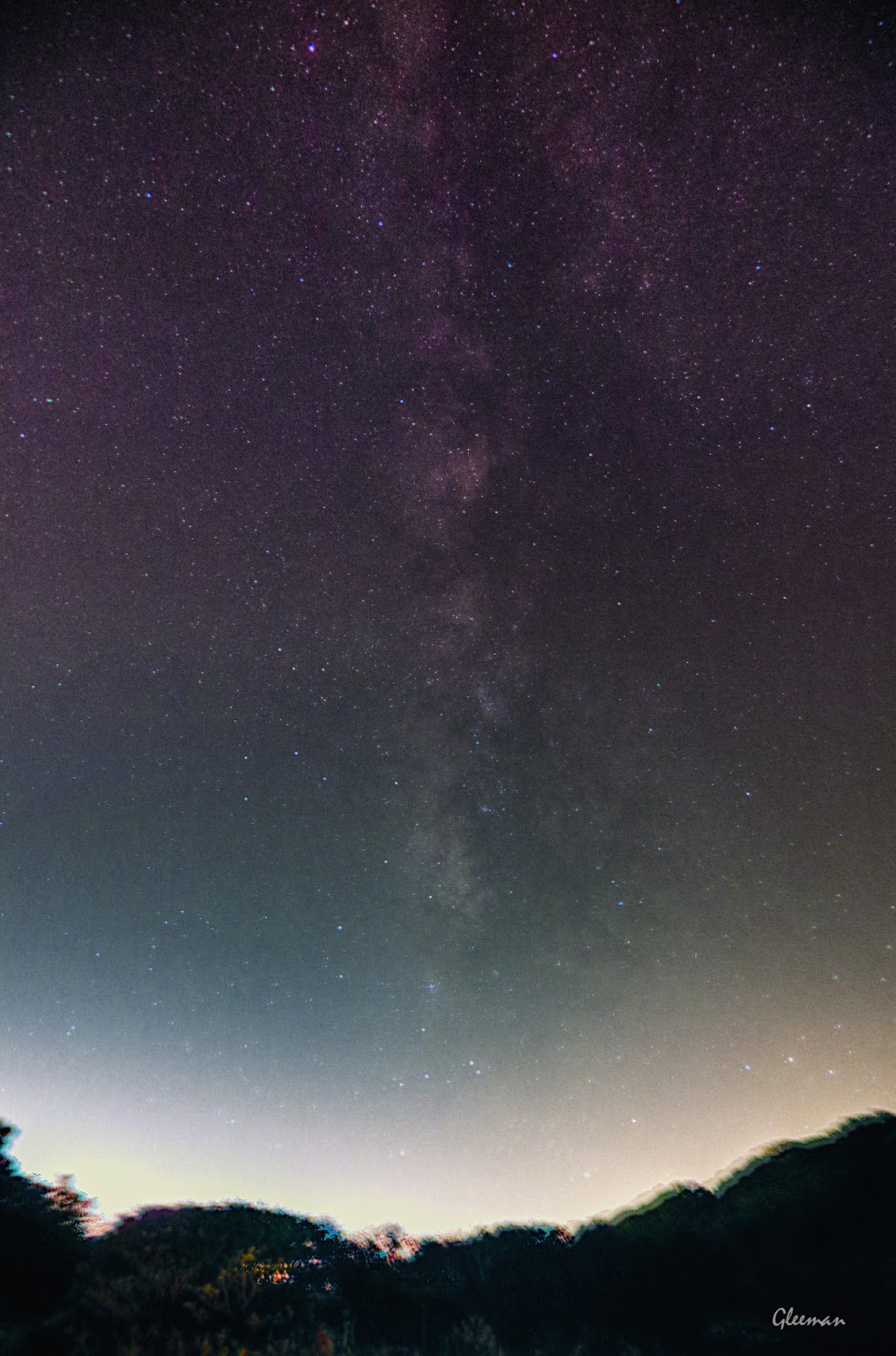 從大屯山向南望去的台北市上空的銀河, Canon G1x Mark II,