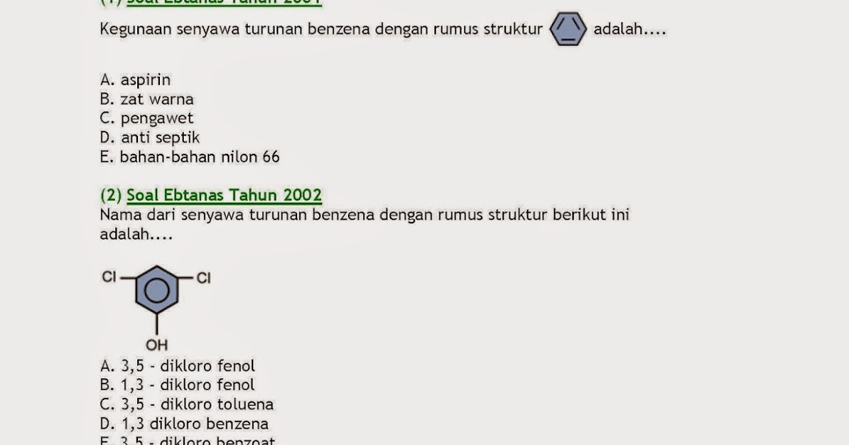 Guru Kimia: Soal Benzena dan Turunannya