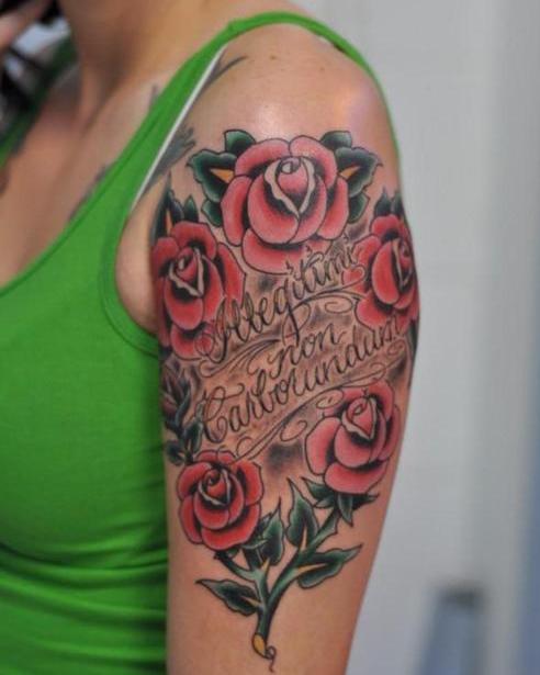 Tatto Tato Bunga Mawar Lima Gambar