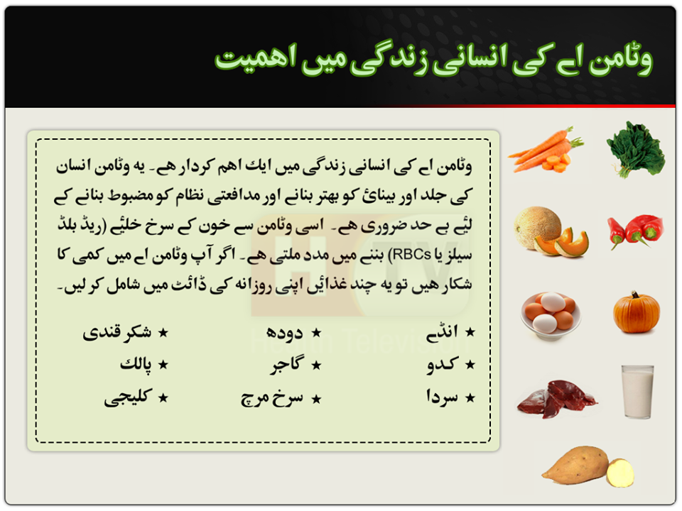 Importance of Vitamin A in Human Body in Urdu Apna Hakeem
