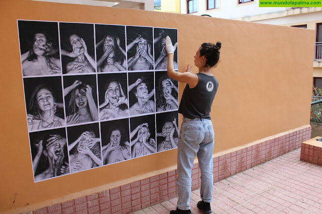 La artista Sara Batuecas realiza en Santa Cruz de La Palma un mural de foto protesta contra la violencia machista