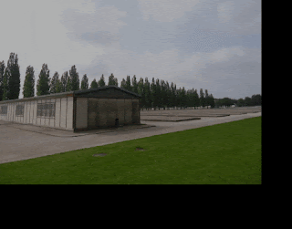 Bodies lined up outside Dachau barracks