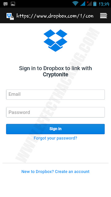Sign in to dropbox with cryptonite