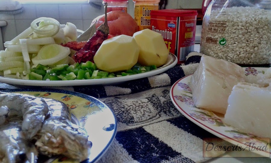 Arroz con bacalao y langostinos (Ingredientes)