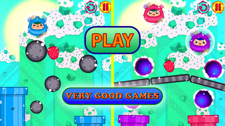 A banner with screenshots of the Blobs Plops game - play it on computer, iPhone, iPad, Android tablet or smartphone