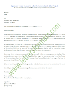 construction tender acceptance letter sample construction tender acceptance letter sample
