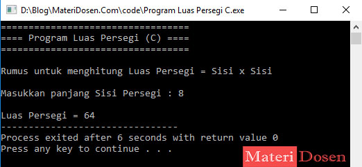 Program Menghitung Luas Persegi Pada Bahasa C