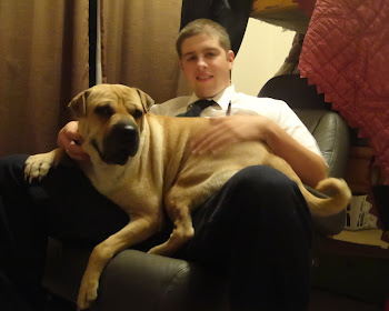 Elder K with Homeowner's Dog