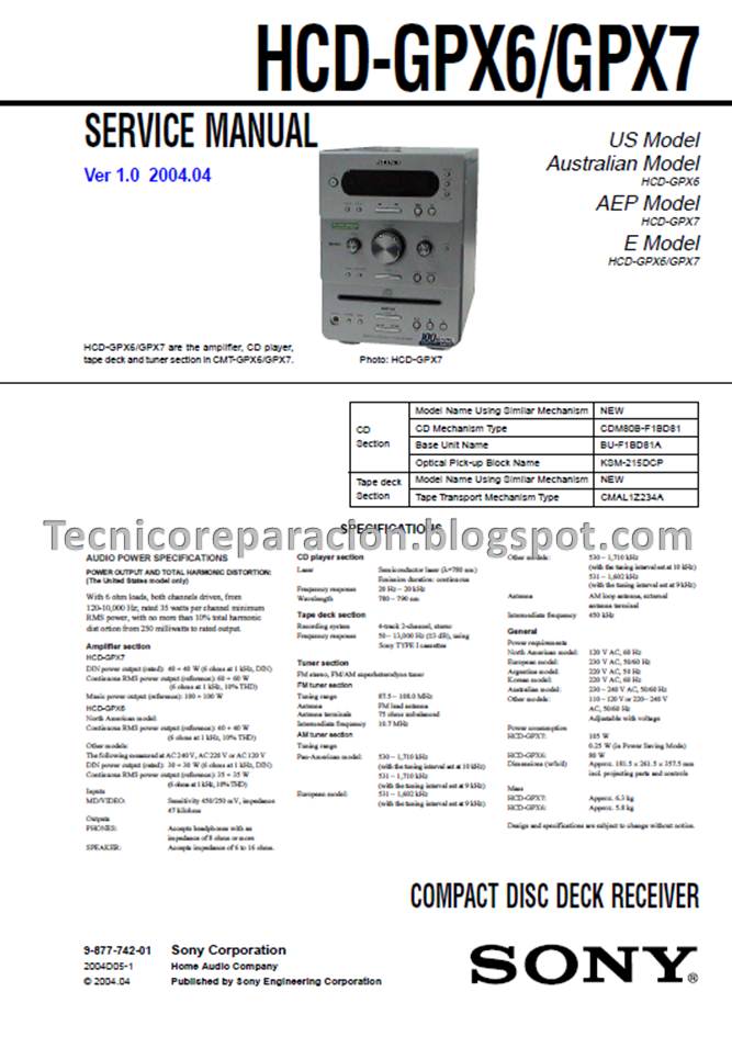 hcd gpx6 gpx7 sony diagrama reparaci 243 n t 233 cnica hcd gpx6 gpx7 sony diagrama reparaci 243 n t 233 cnica