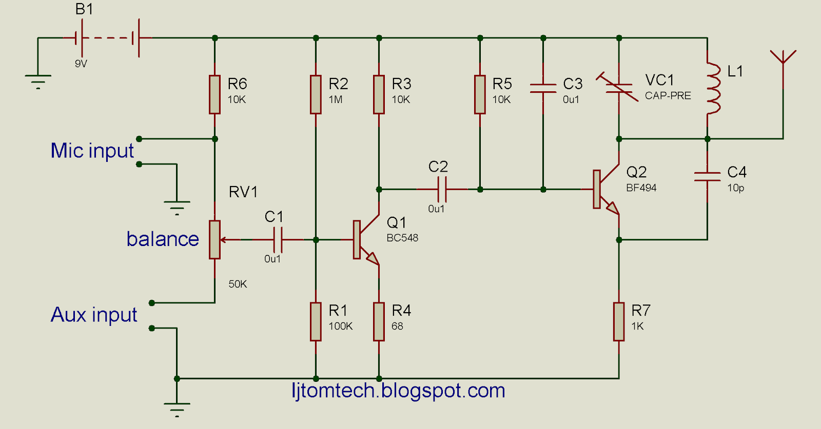 Ijtomtech Engineering FM TRANSMITTER CIRCUIT WITH CIRCUIT DIAGRAM