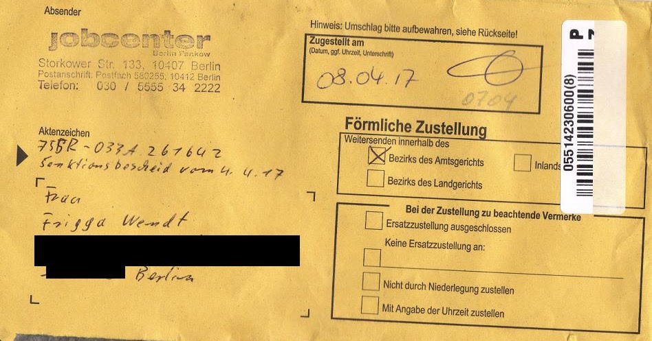 Gerichtsverfahren Und Klageprozesse Wort Sanktionsbescheid Aussen Lesbar Auf Gelbem Brief