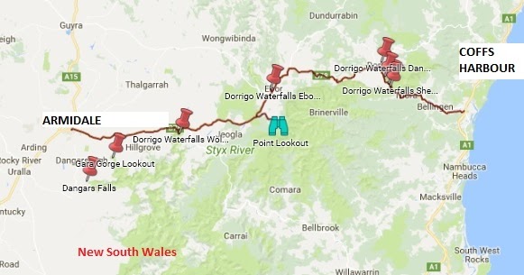 Waterfall Way Nsw Map Chris & Shirley's Cobb To Maroochydore Trip - 2018: Waterfall Way